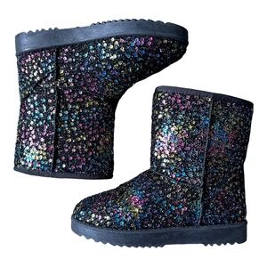 Forever Link Dazzle Me Sequin Booties Size 8 Black Multicolor Snow Boots